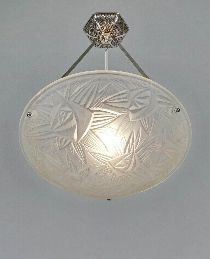 NOVERDY : FRENCH 1930 ART DECO PENDANT CHANDELIER .............. lamp muller era
