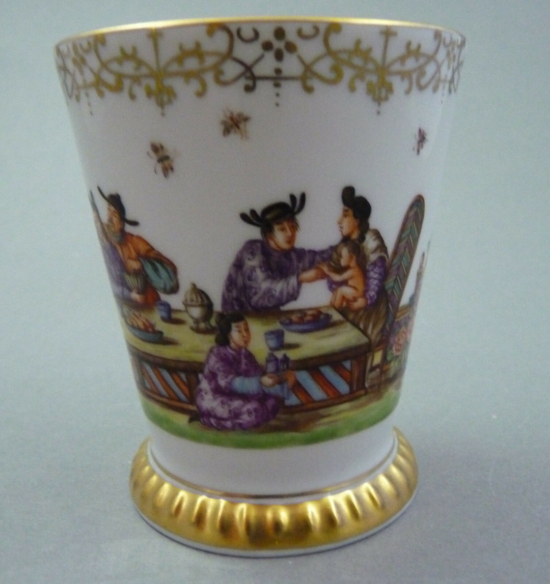 Becher Chinoserien Höroldt Dekor 286793 = Chinesen + Tiere 1.Wahl TOP Meissen