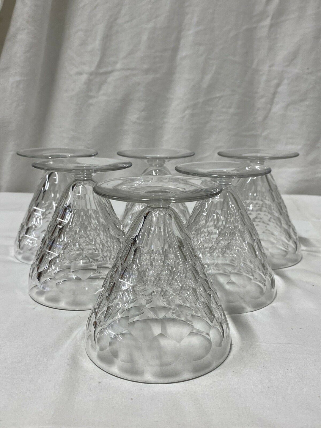 BACCARAT 6 VERRES À EAU CRISTAL DÉCOR ÉCAILLE MODÈLE CHAUNY ART DÉCO