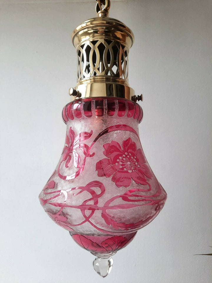 オールドバカラ　ランタン（ペンダントライト）　エグランチエ犬薔薇　希少品