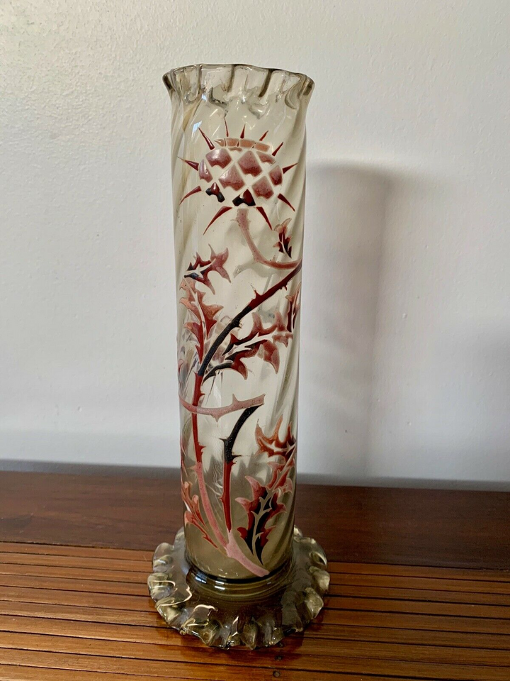 エミールガレ　初期作品　エナメルガラス　アザミの花瓶