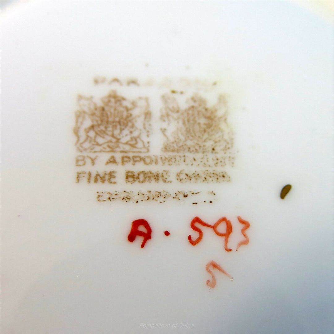 パラゴン　センターゴールドスターとピーチ＆コバルトボーダー　カップ&ソーサー