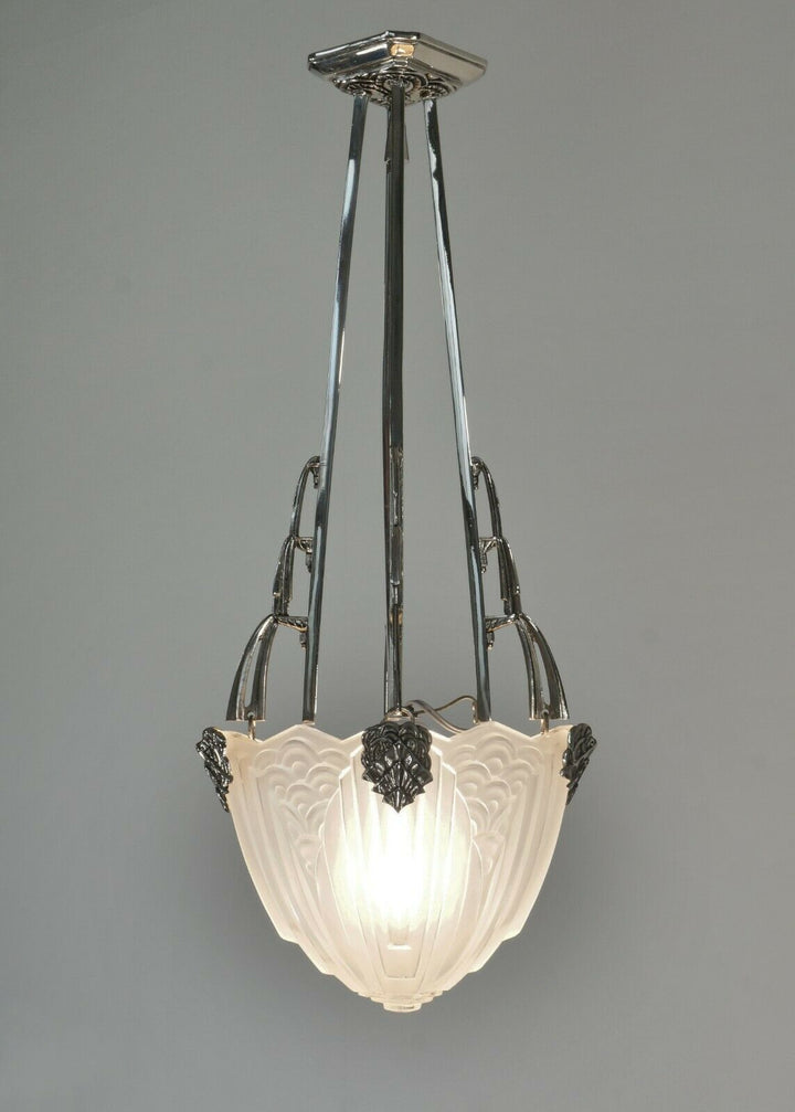 MAYNADIER & SCHNEIDER : FRENCH 1930 ART DECO CHANDELIER lamp pendant muller era