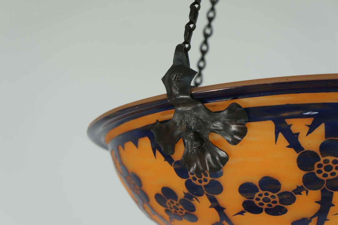 SCHNEIDER : FRENCH 1920 ART DECO PENDANT Le Verre Français cameo chandelier 1925