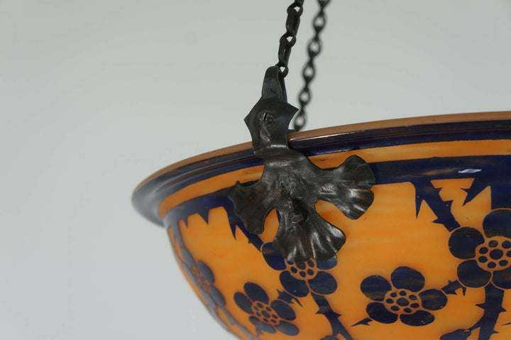 SCHNEIDER : FRENCH 1920 ART DECO PENDANT Le Verre Français cameo chandelier 1925