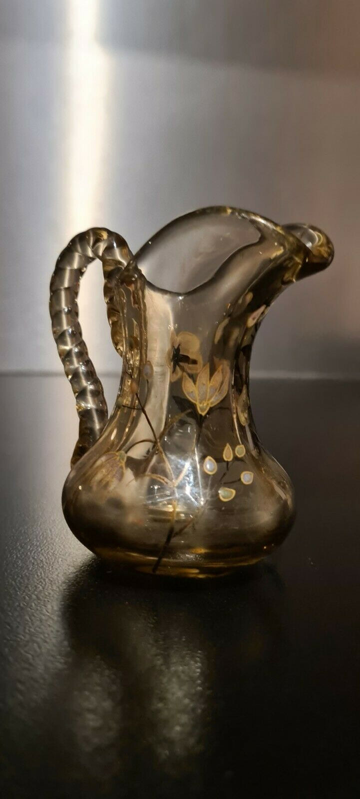 Rare Pichet Miniature Verre Émaillé Emile Gallé Nancy 1ere Periode Old vase 1900