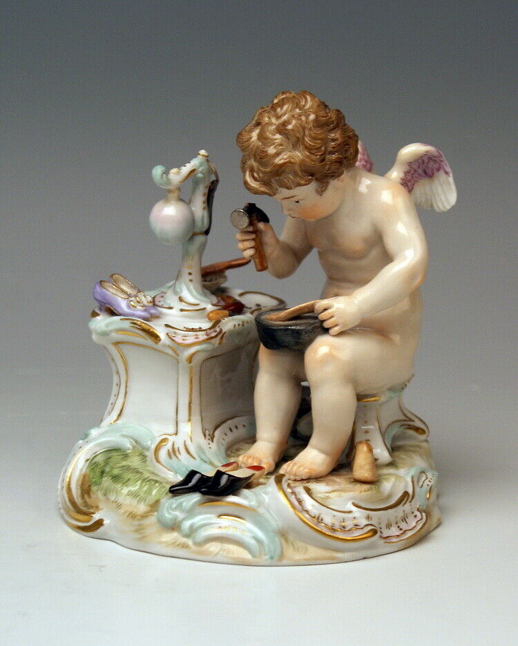 邁森 MEISSEN マイセン FIGUR AMOR SCHUSTER CHERUB SHOEMAKER A. RINGLER MNR:0166 UM 1900