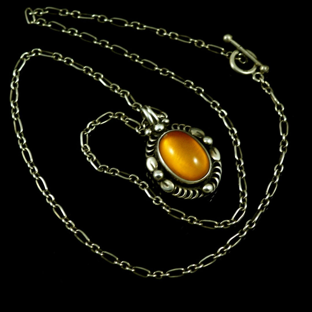 Georg Jensen Sterling Silver Pendant of the Year 1995 with Amber - Heritage