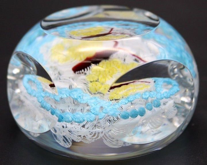 Large DAZZLING Multifaceted BACCARAT Millefiori BUTTERFLY Art Glass PAPERWEIGHT