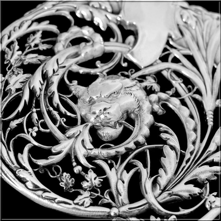 Rare French All Sterling Silver Asparagus or Sandwiches Grip, Dragon