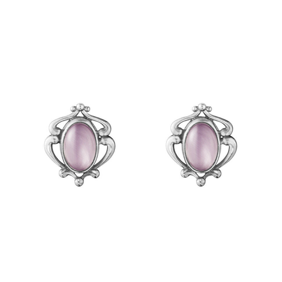 Georg Jensen. Silver Earclips of the Year with Lilac Quartz - Heritage 2019