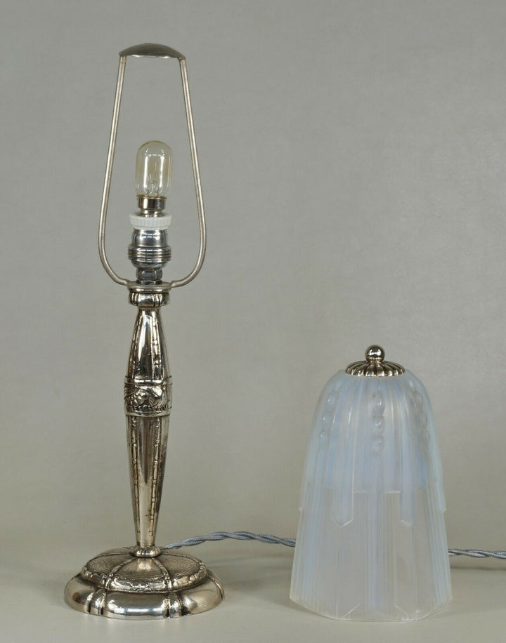 GEORGES LELEU opalescent FRENCH 1930 ART DECO TABLE LAMP .... Hanots Verlys 1925