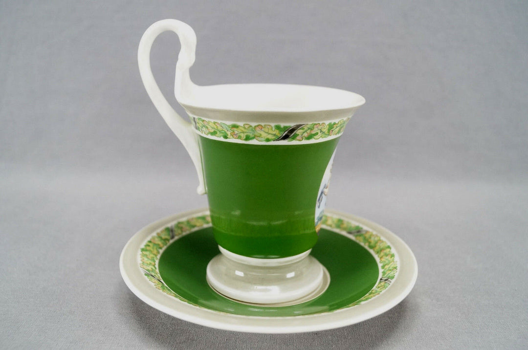KPM Berlin Hand Painted WWI Frederick the Great Portrait & Green Empire Form Cup