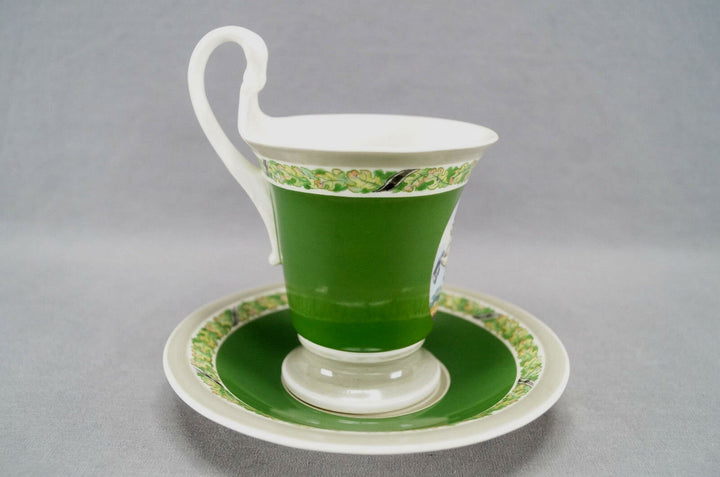 KPM Berlin Hand Painted WWI Frederick the Great Portrait & Green Empire Form Cup