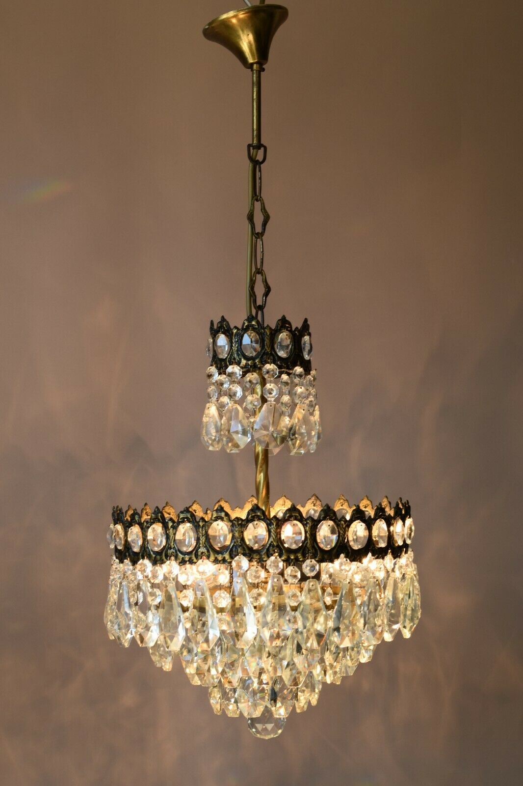 French Empire Antique / Vintage Crystal Chandelier, Home İnterior Lamp Pendant