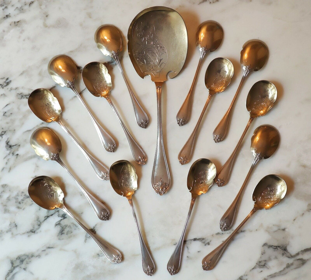 Rare service à glace argent et vermeil par Lapeyre / Puiforcat, st. art nouveau