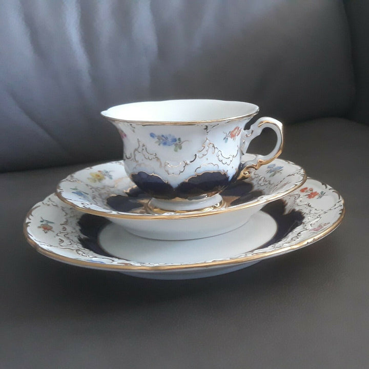 マイセン　モカセット　Bフォーム　コバルトブルー