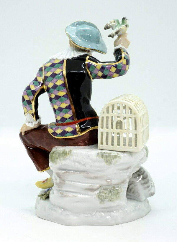マイセン人形(MEISSEN) 「鳥と猫とアルルカン」
