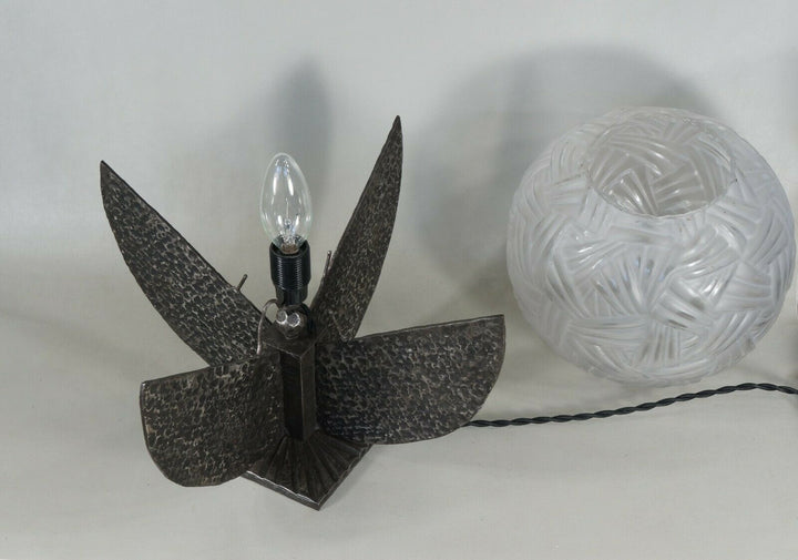 large French 1930 art deco lamp in wrought iron .................... France 1925