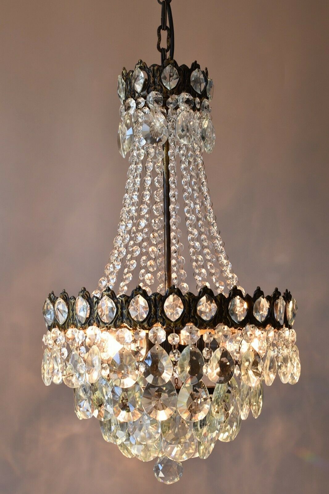 Vintage Antique French Style Empire Crystal Chandelier Lighting Pendant Lamp