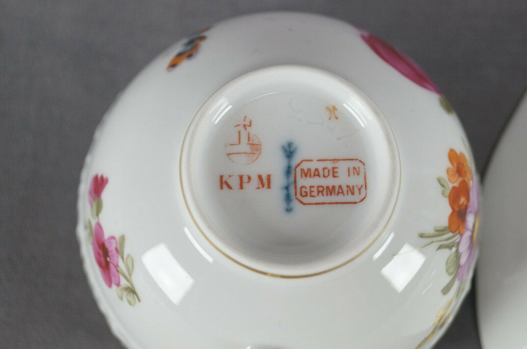 KPM Berlin Hand Painted Dresden Floral Butterfly & Gold Tea Cup & Saucer B