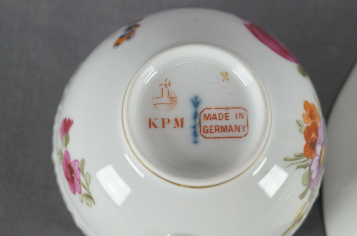 KPM Berlin Hand Painted Dresden Floral Butterfly & Gold Tea Cup & Saucer B