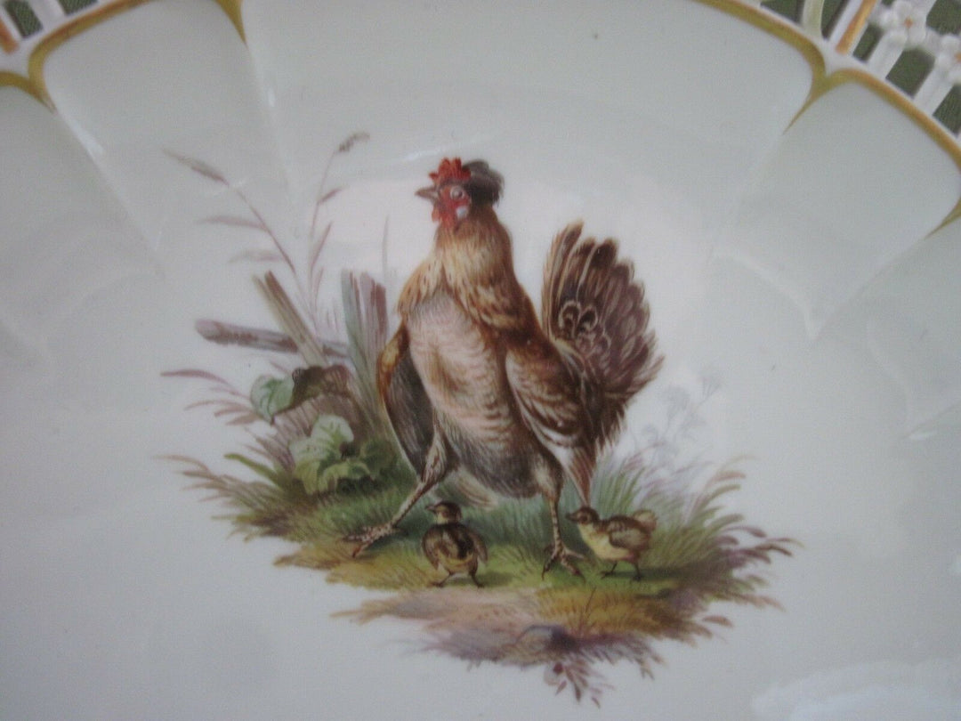 マイセン(Meissen)、飾り皿、透かし皿、ニワトリ、2級品 