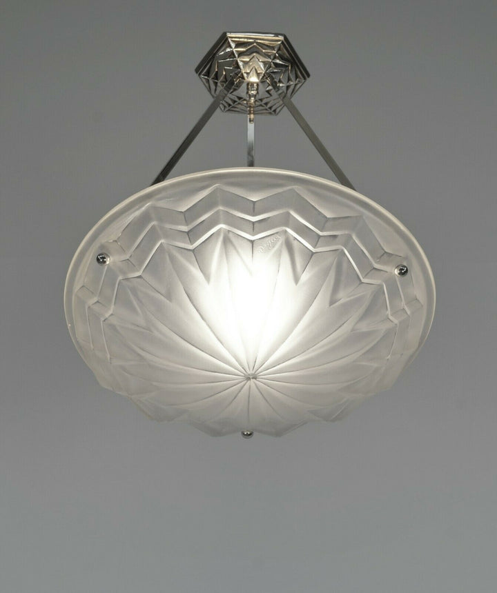 DEGUE : FRENCH 1930 ART DECO PENDANT ........ chandelier lamp muller era France