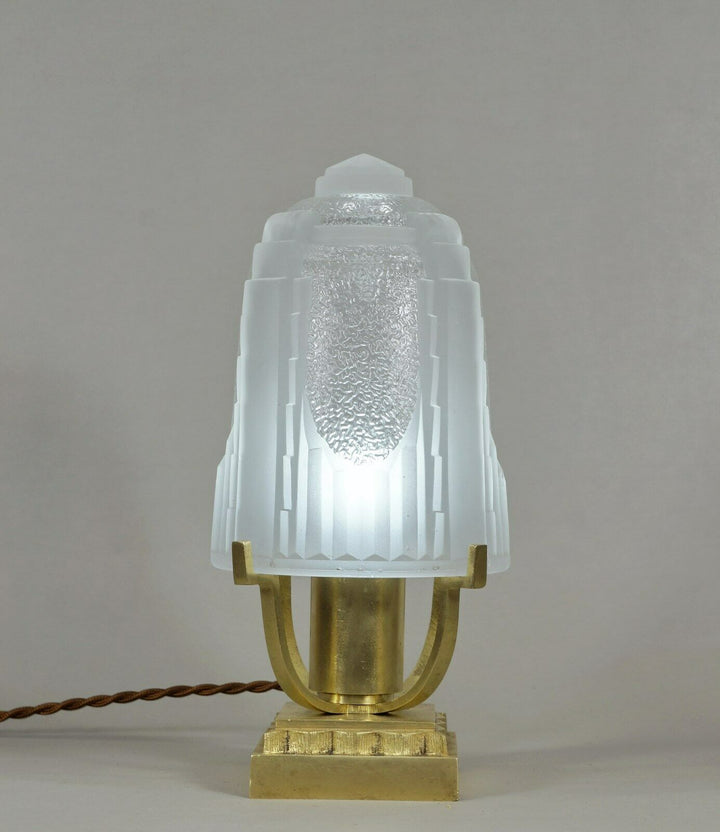 MULLER FRERES : FRENCH BRONZE ART DECO LAMP 1930 ...... France degué sabino era