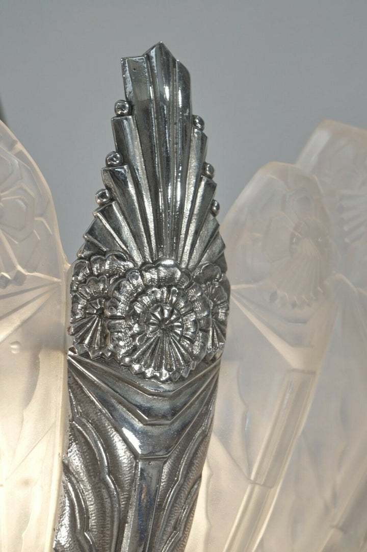 EJG : signed FRENCH ART DECO CHANDELIER ...... 1930 France muller degué era lamp