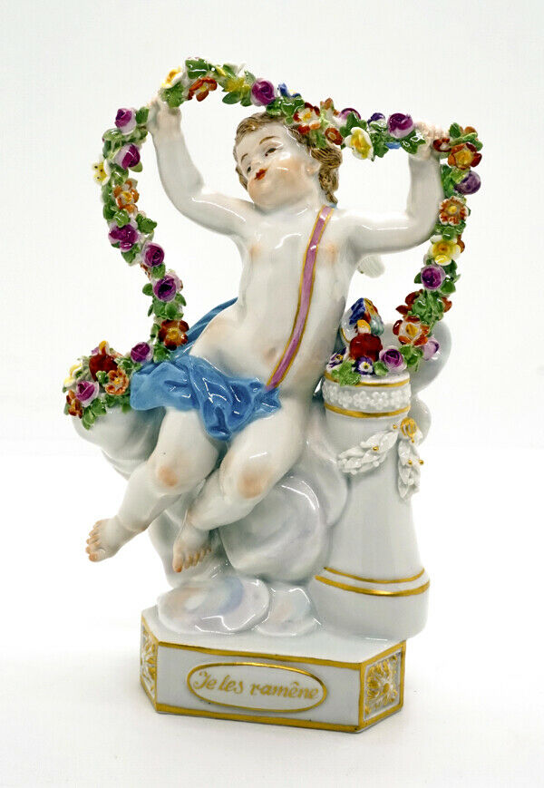 マイセン人形(MEISSEN)モットーチャイルド（格言の天使）シリーズ  "je les ramêne 「ハートを取り戻すキューピッド」