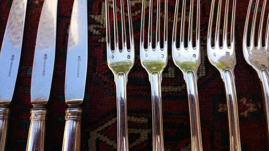 CHRISTOFLE CARDEILHAC STERLING SILVER DESSERT SET FOR SIX WITH 18 PIECES