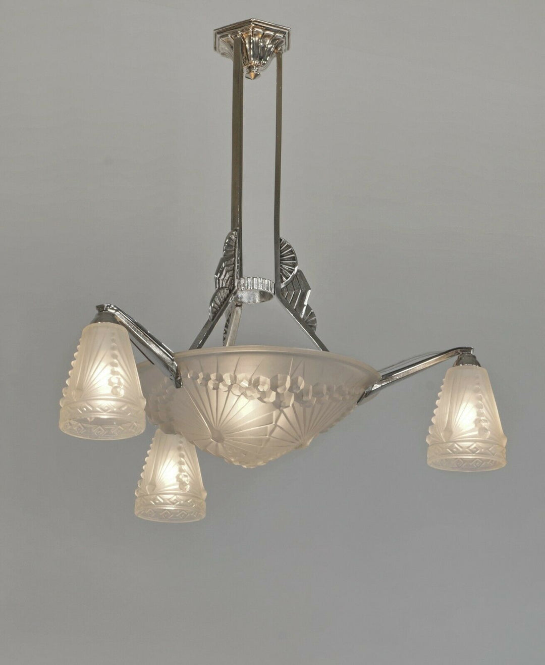 HETTIER & VINCENT and Schneider : French art deco chandelier ....... 1930 France
