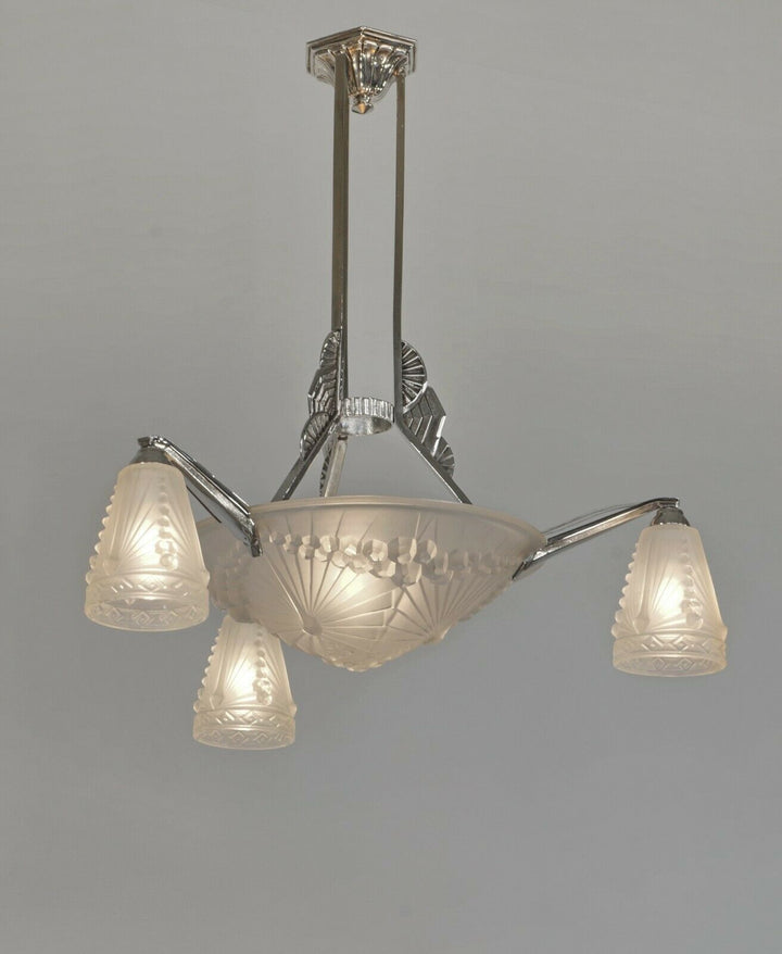 HETTIER & VINCENT and Schneider : French art deco chandelier ....... 1930 France