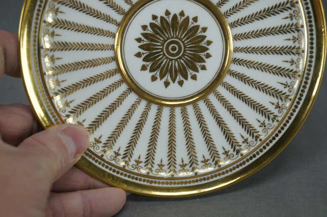 Authentic Sevres Gold Gilt Laurel Leaves Empire Form Tea Cup & Saucer Circa 1822