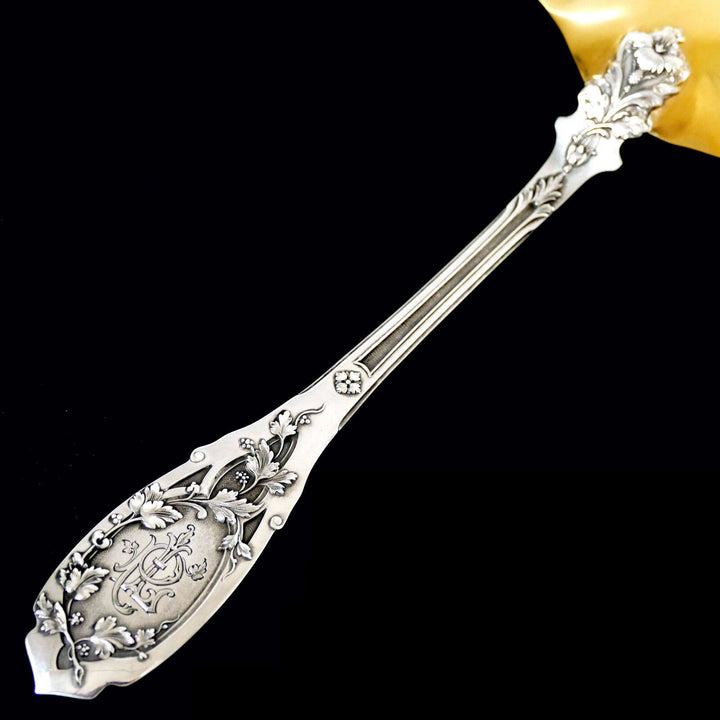 Puiforcat French Sterling Silver 18k Gold Strawberry Spoon w/box, Moderne