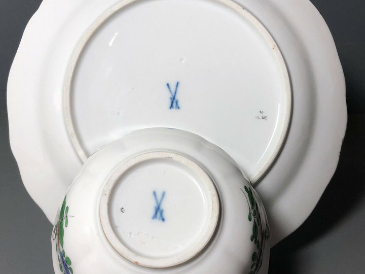 MEISSEN TASSE UND DESSERTTELLER INDISCHE MALEREI BUNT BLUMEN KAKIEMON GOLD