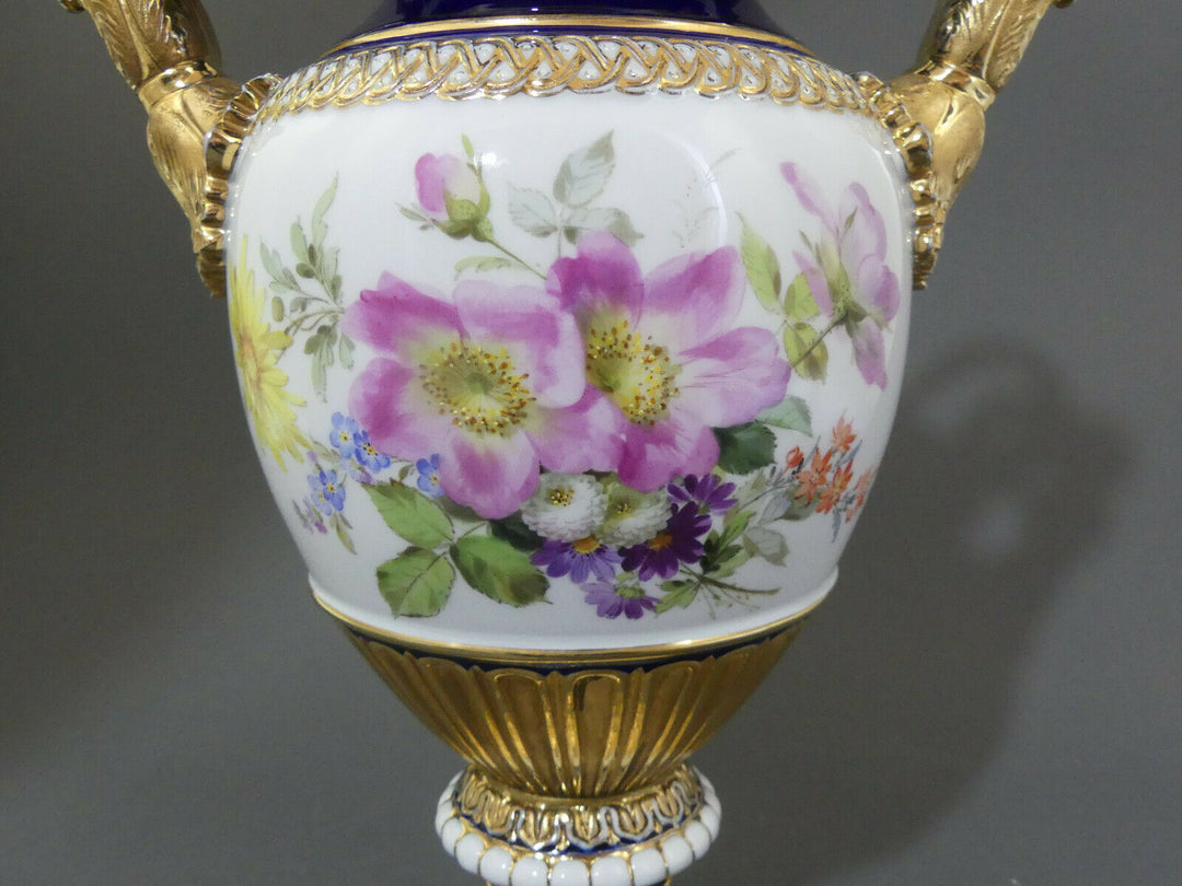  ⚔ Meissen Schlangenhenkelvase beidseitig Blumenbukett H.38,5cm 1.Wahl vor 1924