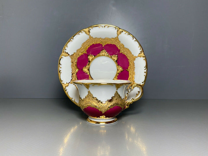MEISSEN MOKKA GEDECK 2-TLG TASSE UT B-FORM WEINROT ROT BORDEAUX VIEL GOLD Nr.3