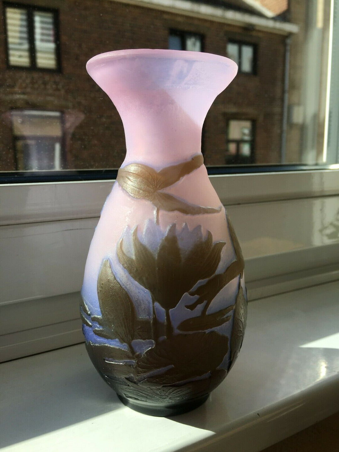 エミールガレ(Galle) 湖水風景と睡蓮の花の花瓶 アールヌーボー