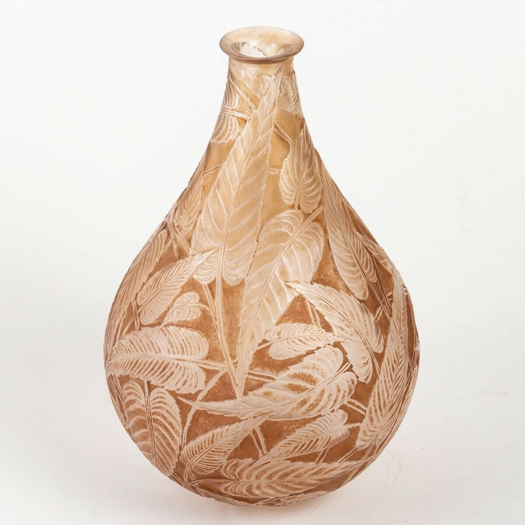 Vase Sauges Verre Patine Sépia René Lalique R.Lalique Sepia Stained Glass