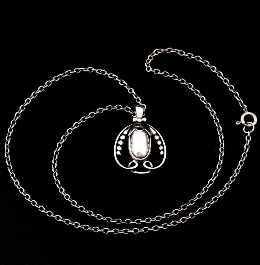 GEORG JENSEN Sterling Pendant Of The Year 1990, Silver, Silverstone. RARE!