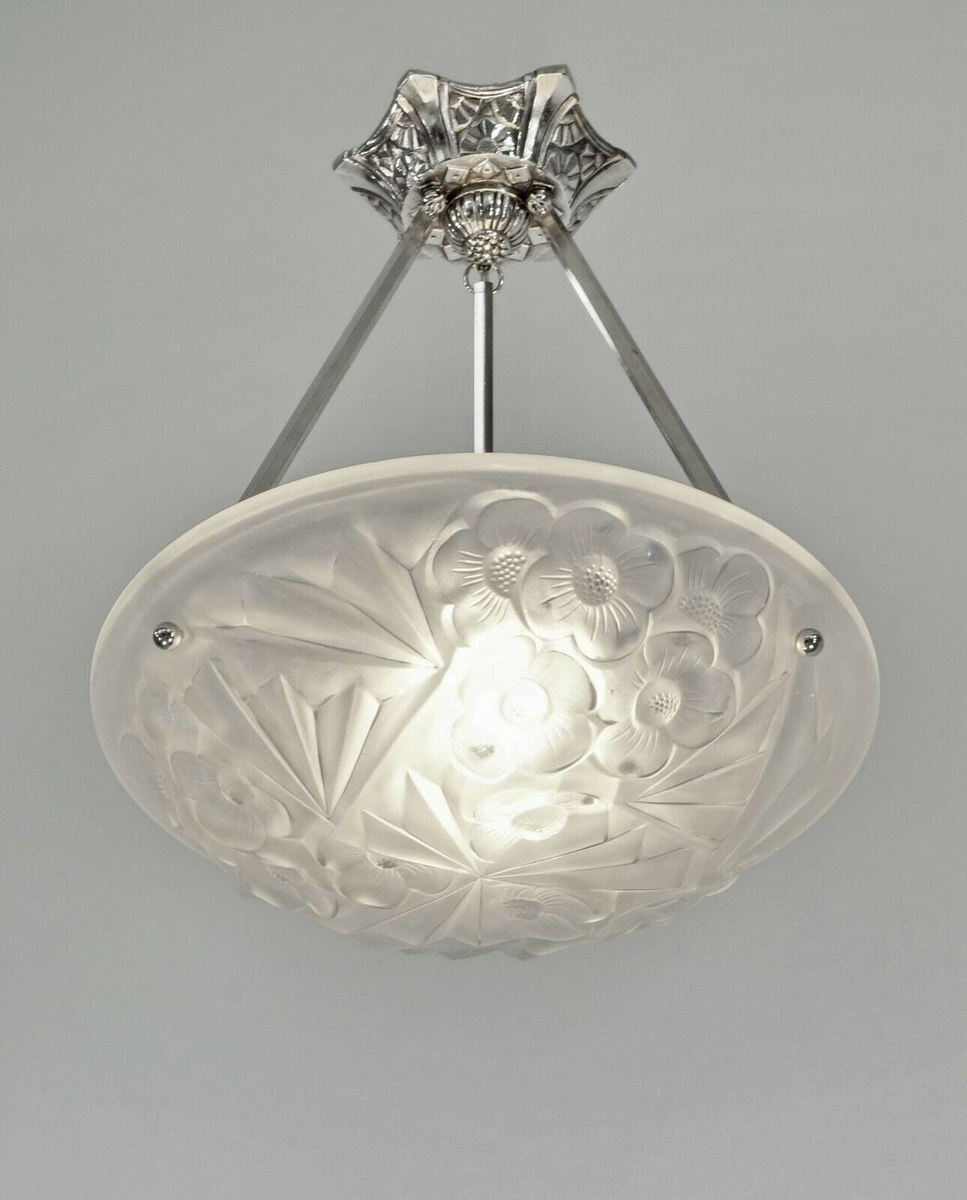HUBENS & DEGUÉ : FRENCH 1930 ART DECO CHANDELIER .. pendant 1925 lamp muller era