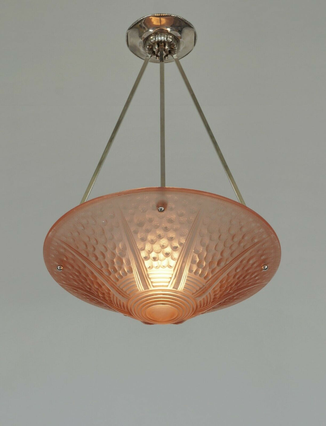 MULLER FRERES & A.BLOCH : large FRENCH 1930 ART DECO PENDANT CHANDELIER . France