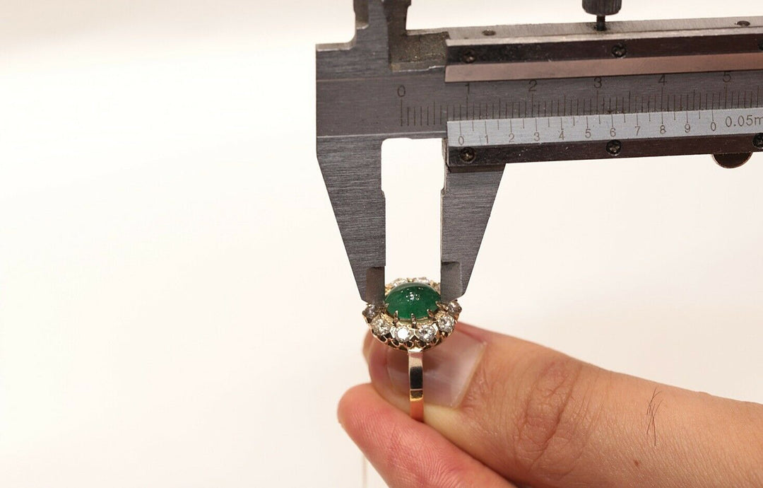 アンティーク オリジナル 18K ナチュラルダイヤモンドとエメラルドのロシアンリング