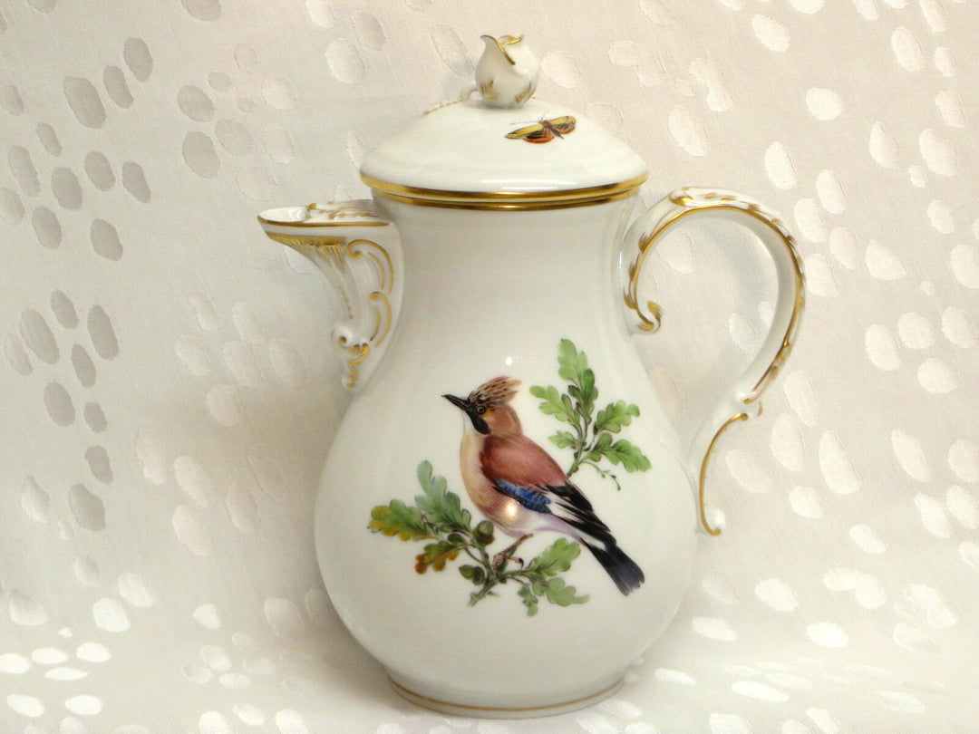 TOP-Meissen 1.Wahl Mocca-/Espresso-Service, Vögel, Insekten, & Kuchenteller ©