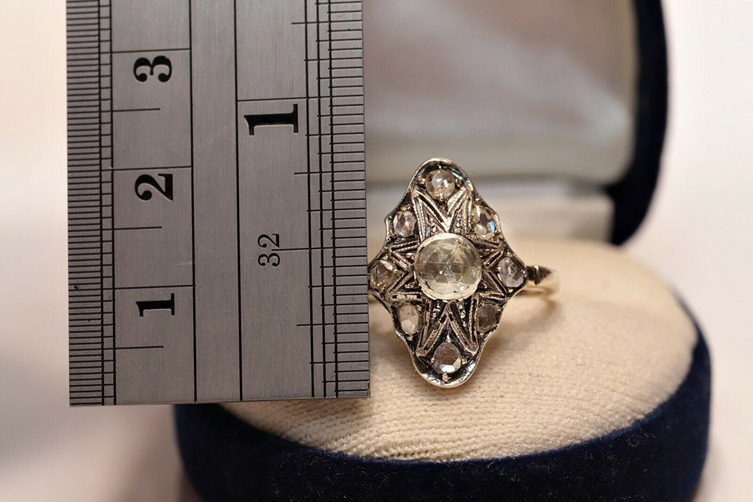 アンティーク オリジナル ヴィクトリアン 14K ナチュラルローズカットダイヤモンドのリング