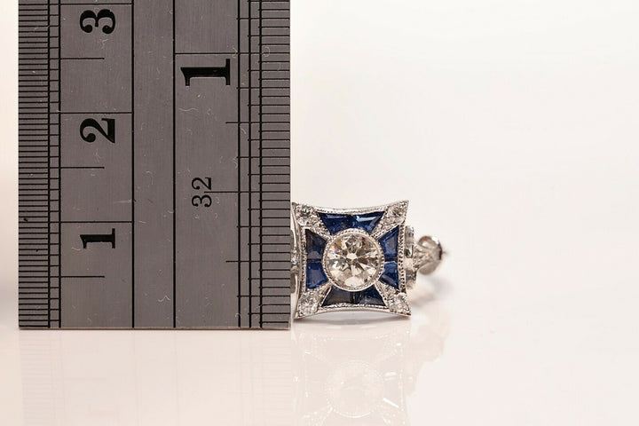 オールド 18K アールデコ ナチュラルダイヤモンドとサファイアのリング