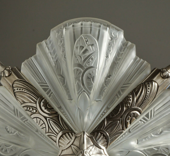 JAMAIN & FRONTISI : FRENCH 1930 ART DECO CHANDELIER .... lamp muller era France