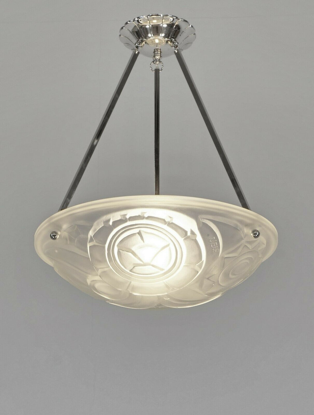 L'ELF & DEGUE : FRENCH 1930 ART DECO PENDANT CHANDELIER lamp muller era